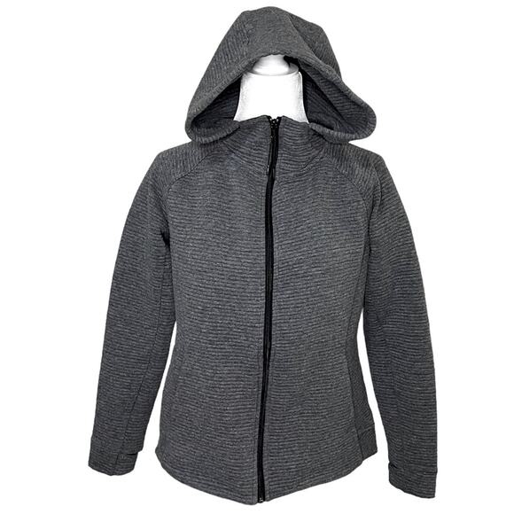 STOIC Jacket Hoodie‎ Full Zipper Long Sleeve Ribbed Knit Gray Size Medium - Picture 1 of 11